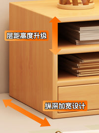 桌面抽屉式三层收纳小号储物柜楠竹多层化妆品杂物盒显示屏增高架 三层三抽款