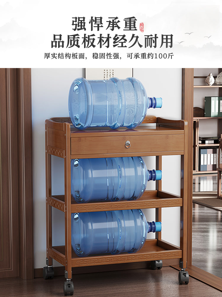 客厅推车实木置物架带轮收纳置物多层零食储物茶几多功能厨房楠竹