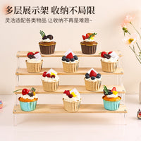 甜品台展示架小蛋糕纸杯摆件摆台零食置物收纳架木质阶梯式点心架 二层长20cm✅（送安装工具 破损包补）