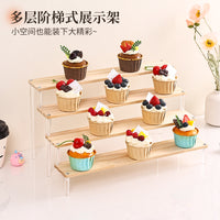 甜品台展示架小蛋糕纸杯摆件摆台零食置物收纳架木质阶梯式点心架 二层长20cm✅（送安装工具 破损包补）