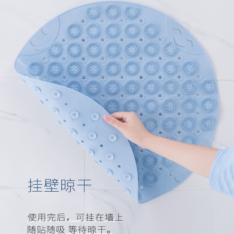 PVC圆形浴室老人防滑垫家用淋浴房疏水速干吸盘地垫卫浴按摩脚垫 66cm*66cm 卡其色