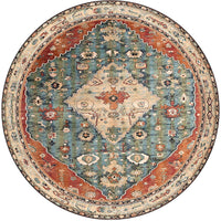 Ethnic Patterned Carpet Ethnic Pattern Bohemian Highlight Rug Soft & Comfortable Vintage Circular Floor Mat for Living Room, Bedroom, Balcony