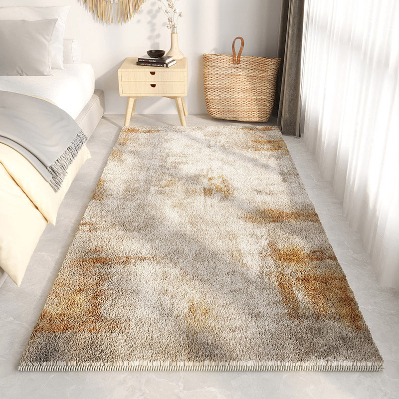 卧室床边地毯入户轻奢高级主卧床尾床前床头轻奢免打理地垫床边毯 浅黄色 80*160CM