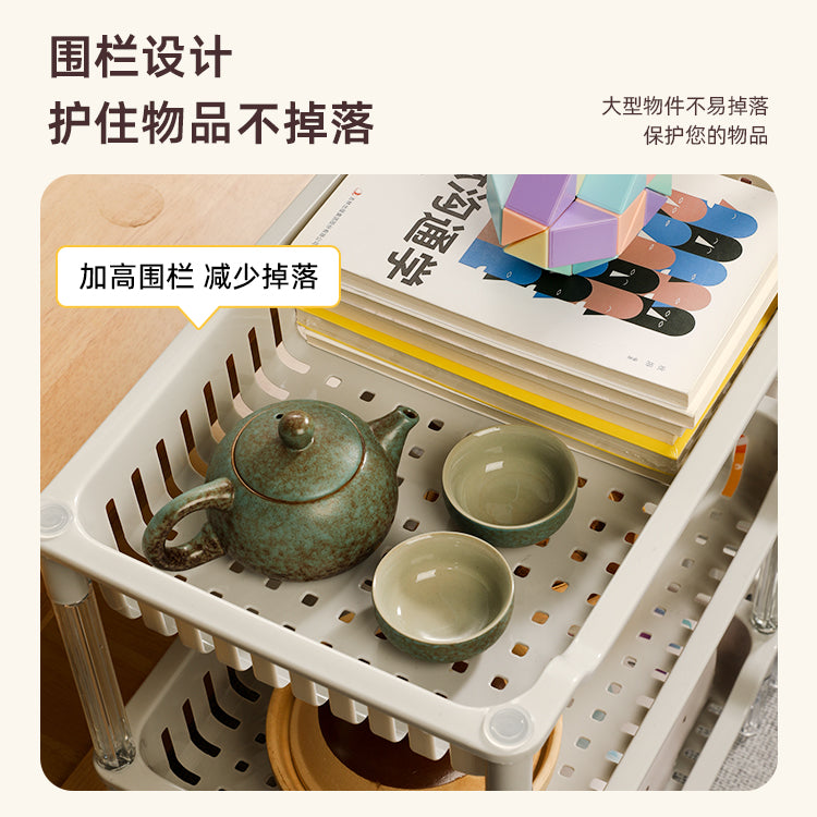 厨房卧室客厅零食收纳架移动小推车置物架卫生间浴室多层储物架 大方灰色（三层）