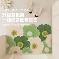 奶油花入户门地垫2025新款门口免洗防滑门垫皮革可裁剪防水脚踏垫 奶油花-梨花雨【PU皮革】 80×120cm【入户小尺寸推荐】