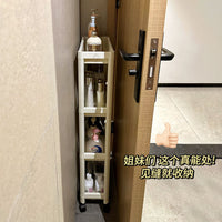 卫生间门后置物架落地多层大容量夹缝收纳架子家用浴室收纳架窄款 奶油色小推车【窄款3层】