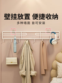挂钩免打孔强力粘胶墙壁壁挂卫生间衣服毛巾衣架墙上浴室厨房门后 黑色单杆