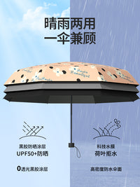 五折太阳伞女防晒防紫外线黑胶遮阳伞晴雨两用雨伞小巧便携口袋伞 五折8骨-粉色DOG小狗