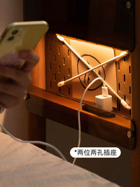 之物/梳妆台带镜子化妆桌实木北欧迷你卧室小户型床头柜一体极窄 樱桃木 梳妆凳/现货 组装