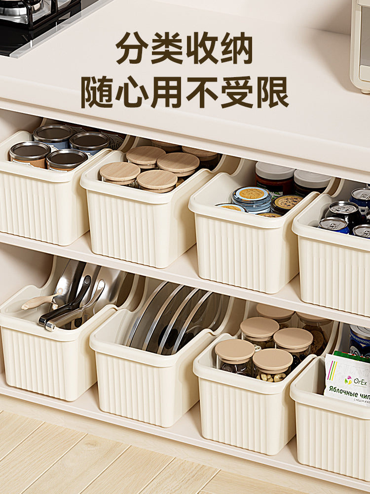 厨房锅具收纳盒桌面零食置物架家用橱柜收纳神器锅盖下水槽储物架 【到手1个】奶油黄加大款_带滑轮