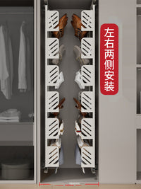 抽拉鞋架极窄侧装不锈钢家用夹缝楼梯深鞋柜内置侧拉五金收纳神器 【530mm深】6层-S形+立斗组合收纳-左右侧装通用