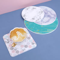 INS Style Diatomaceous Earth Coasters, Marble Pattern Absorbent Heat-Resistant Table Mats for Kitchen & Dining