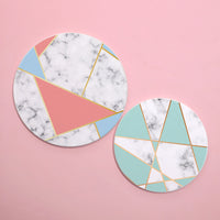 INS Style Diatomaceous Earth Coasters, Marble Pattern Absorbent Heat-Resistant Table Mats for Kitchen & Dining