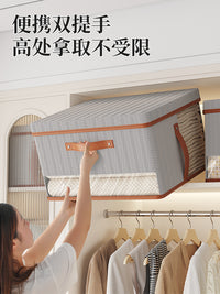 衣服收纳箱家用大容量衣物被子带盖折叠整理箱衣柜学生宿舍储物筐 大号【43*30*20CM】双可视窗/皮革拉手/超大容量 一个装：皮质拉手防潮/无异味/强承重