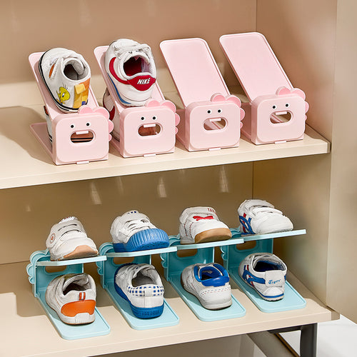 Kids Shoe Stacker Space Saving Double Deck Shoe Rack Non-Slip Surface for Young Children
