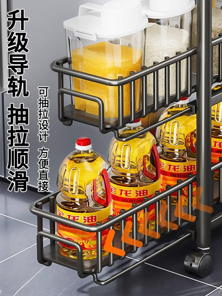 夹缝置物架厨房冰箱侧面窄缝隙抽拉收纳柜拉篮卫生间极窄边小推车 奶白 3层【抽拉款】16宽 免安装.