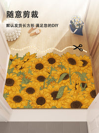 向日葵入户门地垫油画可擦免洗裁剪pvc脚垫门垫进门门口花朵地毯 Y-向日葵01 100*120CM【加大入户门*推荐尺寸】