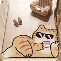 卡通可爱猫咪入户门地垫进门防滑脚垫家用玄关丝圈耐脏门垫可裁剪 优雅猫咪 40cm*60cm【升级防滑】不掉色