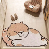 卡通可爱猫咪入户门地垫进门防滑脚垫家用玄关丝圈耐脏门垫可裁剪 优雅猫咪 40cm*60cm【升级防滑】不掉色