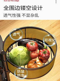 厨房旋转多功能置物架家用落地多层零食小推车水果蔬菜篮子收纳架 加粗4层黑色【圆形♥碳钢+滑轮】免安装*升级