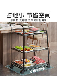 菜架火锅店专用厨房放菜品层架商用饭店摆蔬菜盘多层置物架小推车 黑色小号