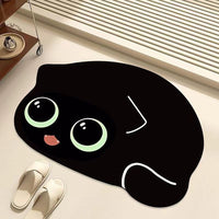 卡通小猫浴室吸水地垫软硅藻泥防滑脚垫子厨房厕所卫生间门口速干 50X80（ 软硅藻泥加厚4mm）89%人选 小懒猫-E