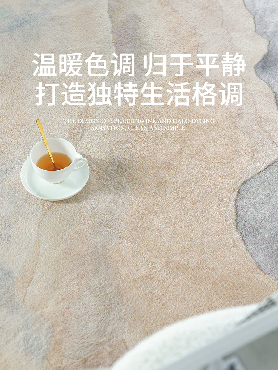 AOVOC 高级感圆形客厅地毯卧室床边毯仿羊绒加厚沙发茶几加厚地垫 墨南迦二代-圆形-厚款-01 120厘米直径圆