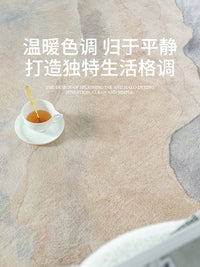 AOVOC 高级感圆形客厅地毯卧室床边毯仿羊绒加厚沙发茶几加厚地垫 墨南迦二代-圆形-厚款-01 120厘米直径圆