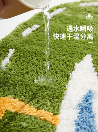 浴室地垫卫生间门口厕所吸水脚垫防滑卧室床边绿色毛绒卫浴地毯 50CM×120CM(床边摆放 柔暖脚感) 嘎嘎