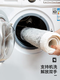 浴室地垫卫生间门口厕所吸水脚垫防滑卧室床边绿色毛绒卫浴地毯 50CM×120CM(床边摆放 柔暖脚感) 嘎嘎
