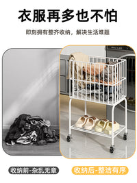 小推车家用脏衣篮双层衣服收纳篮置物架家用浴室卫生间移动脏衣篓