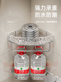 浴室置物架免打孔卫生间厕所转角架洗手洗漱台壁挂墙上三角收纳架 免钉贴双层三角架（透明色/简约款）