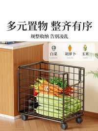 浴室脏衣折叠收纳筐厨房蔬菜置物架可移动小推车卧室玩具收纳篮 黑色-带轮