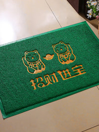 绿色出入平安地垫新款PVC丝圈地毯进门蹭脚垫家用玄关入户门地垫 绿色出入平安 升级特厚80*120（实际76*116cm）