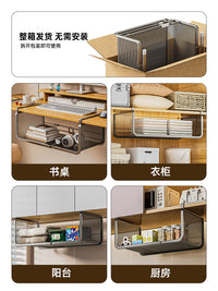 优勤厨房置物架可伸缩悬挂分层调料挂架橱柜内吊柜下收纳下挂挂篮 奶白⭐升级密网款⭐40.5-64.8cm可调节大小橱柜都适用