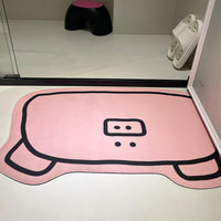 小猪浴室脚垫卫生间硅藻泥吸水速干地垫防滑洗手台厕所门口家用 50*80cm（硅藻泥） 粉红小猪猪
