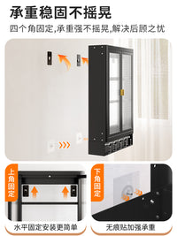 调料收纳盒厨房壁挂式多功能架调味品置物柜油盐酱醋罐佐料收纳柜 【象牙白】40CM免打孔两层壁挂柜（双开门）