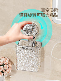 卫生间牙刷牙膏梳子置物架免打孔吸盘收纳浴室洗漱台剃须刀壁挂筒 两个装：梳子收纳筒【透明】+兔子