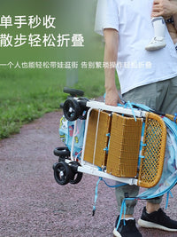藤椅婴儿推车可坐可躺夏天出行0到3岁溜遛娃神器夏季竹藤可折叠小