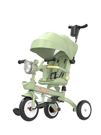 儿童三轮车可坐可躺折叠脚踏车6个月——6岁遛娃音乐推车自行车 小萌猫 折叠 可躺 遮阳帘 餐盘 脚托