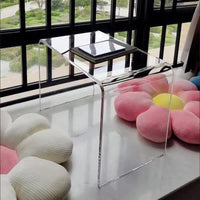 亚克力茶几透明轻奢网红家用边几北欧卧室角几沙发边柜飘窗小桌子 米白12mm厚长60宽30高30cm