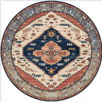 Ethnic Patterned Carpet Ethnic Pattern Bohemian Highlight Rug Soft & Comfortable Vintage Circular Floor Mat for Living Room, Bedroom, Balcony