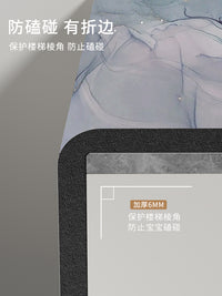 高端轻奢折边楼梯踏步垫可擦洗皮革地垫实木家用防滑台阶自带背胶 米褐色 26*80cm【安全防护折边3cm】