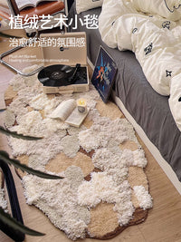 不规则地毯卧室床边毯衣帽间梳妆台地垫ins风高级焦糖色毛绒耐脏 新焦糖栗子-造型-现货 80x160CM