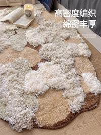 不规则地毯卧室床边毯衣帽间梳妆台地垫ins风高级焦糖色毛绒耐脏 新焦糖栗子-造型-现货 80x160CM