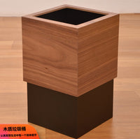 新品简约现代日式时尚方形木质垃圾桶 带盖家用客厅创意民宿酒店