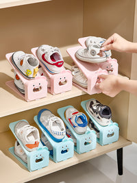 Kids Shoe Stacker Space Saving Double Deck Shoe Rack Non-Slip Surface for Young Children