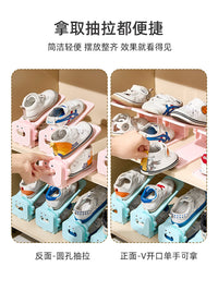 Kids Shoe Stacker Space Saving Double Deck Shoe Rack Non-Slip Surface for Young Children