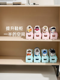 Kids Shoe Stacker Space Saving Double Deck Shoe Rack Non-Slip Surface for Young Children