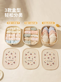 摩登主妇樱桃内衣内裤袜子收纳盒三合一分格儿童贴身衣物整理神器 樱桃内裤收纳盒带盖子【可放10条内裤/带标签】